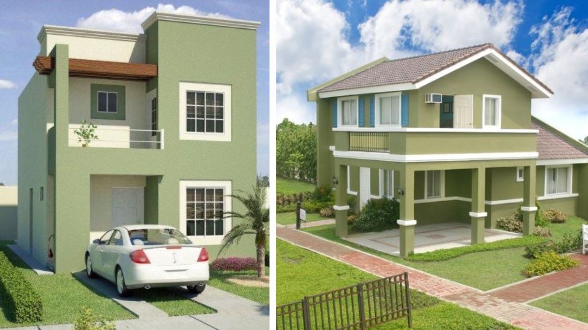 Mẫu sơn nh&agrave; m&agrave;u xanh l&aacute; &ndash; trắng ấn tượng 1