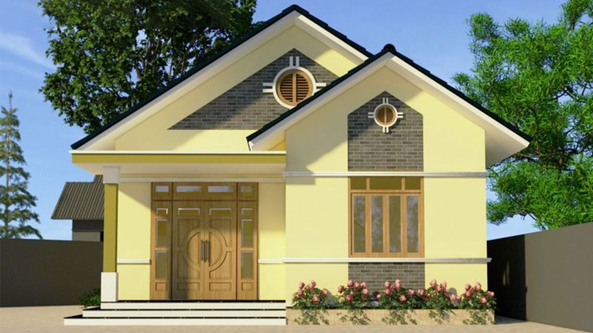 Mẫu sơn nh&agrave; m&agrave;u v&agrave;ng kem ấm &aacute;p