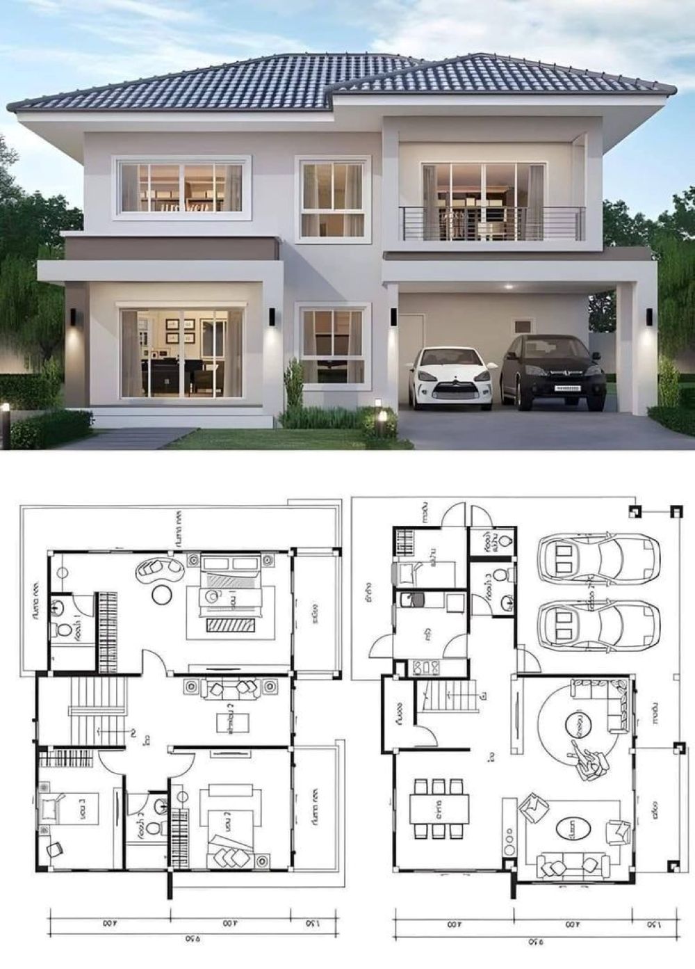 C&aacute;ch bố tr&iacute; kh&ocirc;ng gian hợp l&yacute; cho nh&agrave; villa hiện đại 2 tầng