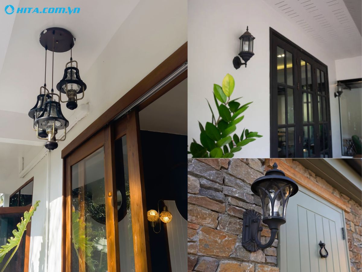 Đ&egrave;n treo tường, treo trần ngo&agrave;i trời 2