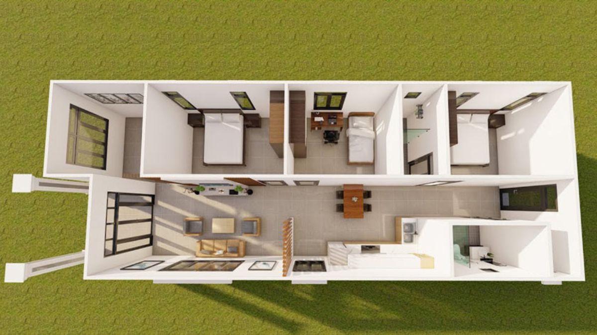 Thiết kế ph&ograve;ng kh&aacute;ch v&agrave; nh&agrave; bếp li&ecirc;n th&ocirc;ng để ng&ocirc;i nh&agrave; rộng r&atilde;i, liền mạch hơn