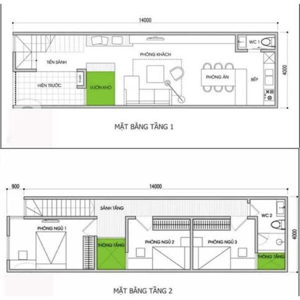 Bản vẽ thiết kế nh&agrave; phố 2 tầng tiện nghi, đầy đủ c&ocirc;ng năng