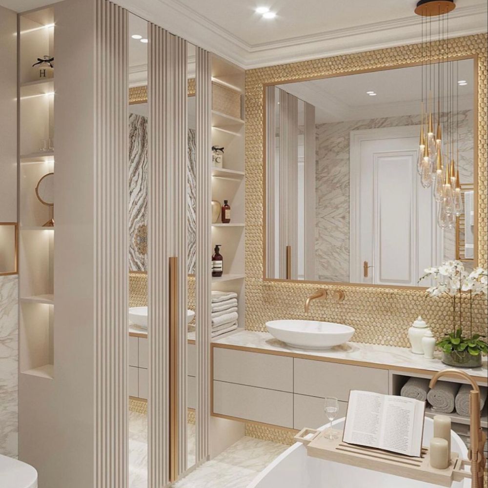 Ph&ograve;ng tắm t&acirc;n cổ điển sử dụng c&aacute;c gam m&agrave;u h&agrave;i h&ograve;a, thanh lịch