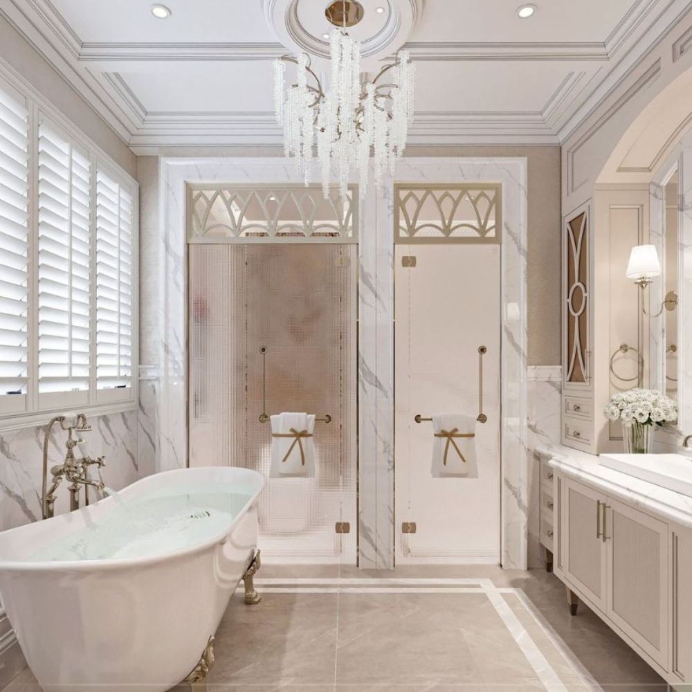 Mẫu ph&ograve;ng tắm phong c&aacute;ch t&acirc;n cổ điển