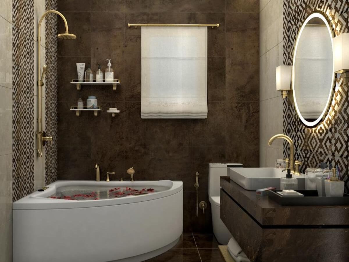 Trang tr&iacute; nh&agrave; tắm theo t&acirc;n cổ điển kh&ocirc;ng gian vừa v&agrave; nhỏ