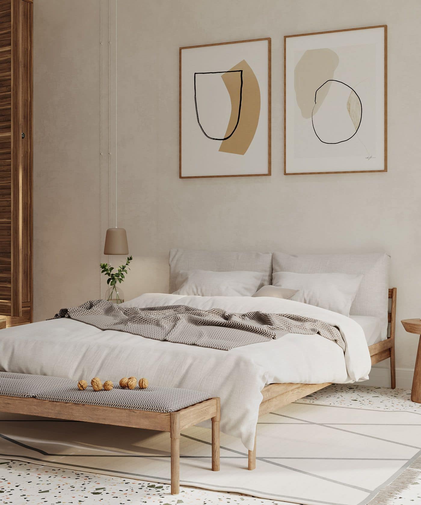 Decor phòng ngủ hiện đại với tranh treo tường