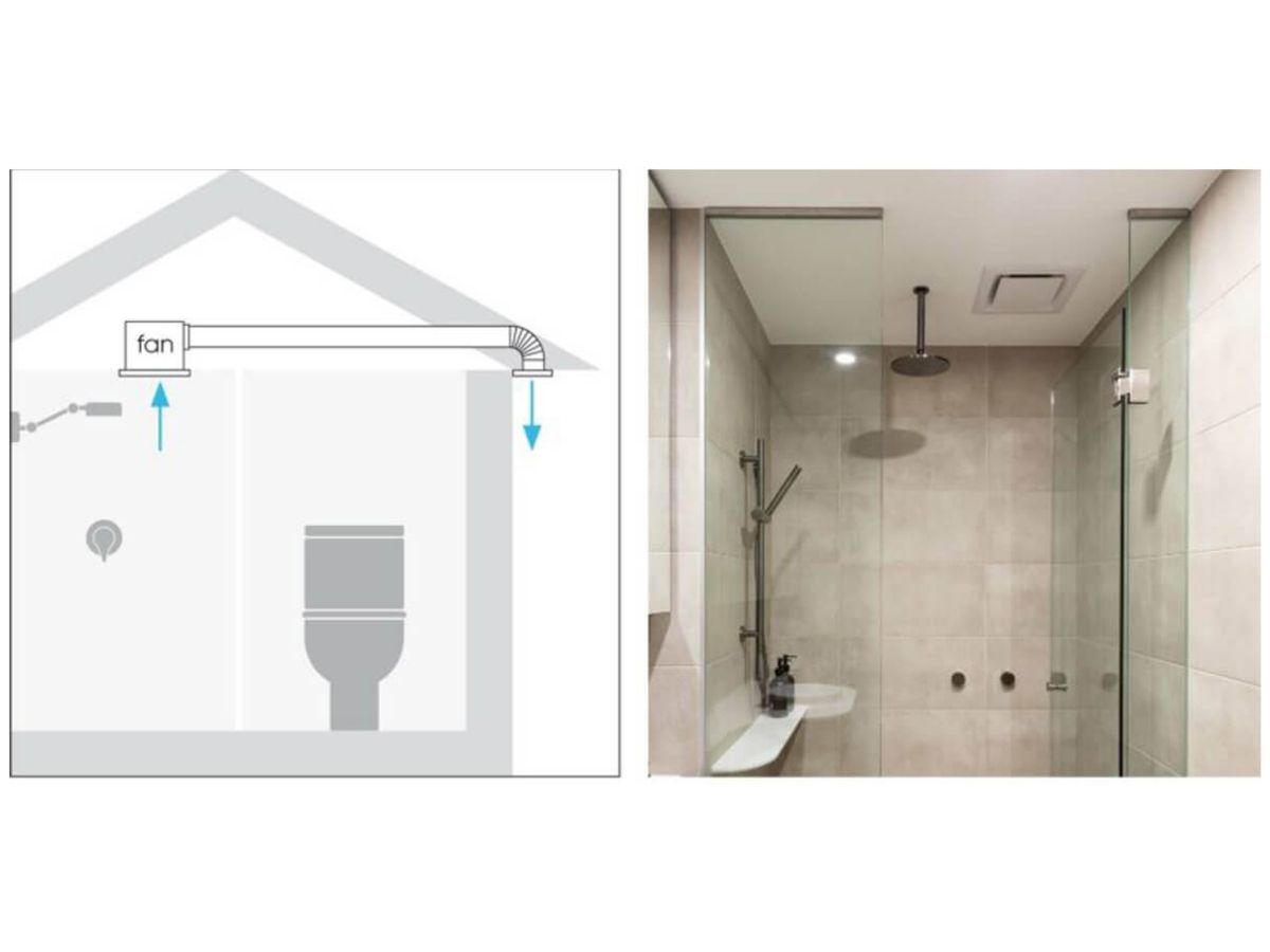 Bố tr&iacute; hệ thống th&ocirc;ng gi&oacute; khi thiết kế nh&agrave; vệ sinh cạnh nh&agrave; bếp để khu vực n&agrave;y lu&ocirc;n th&ocirc;ng tho&aacute;ng
