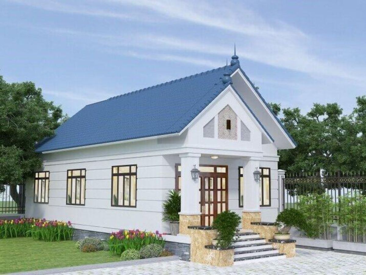 Nh&agrave; ống 1 tầng đẹp 5x20m m&aacute;i Th&aacute;i c&oacute; s&acirc;n trước th&ocirc;ng tho&aacute;ng c&ugrave;ng h&agrave;ng c&acirc;y xanh&nbsp;
