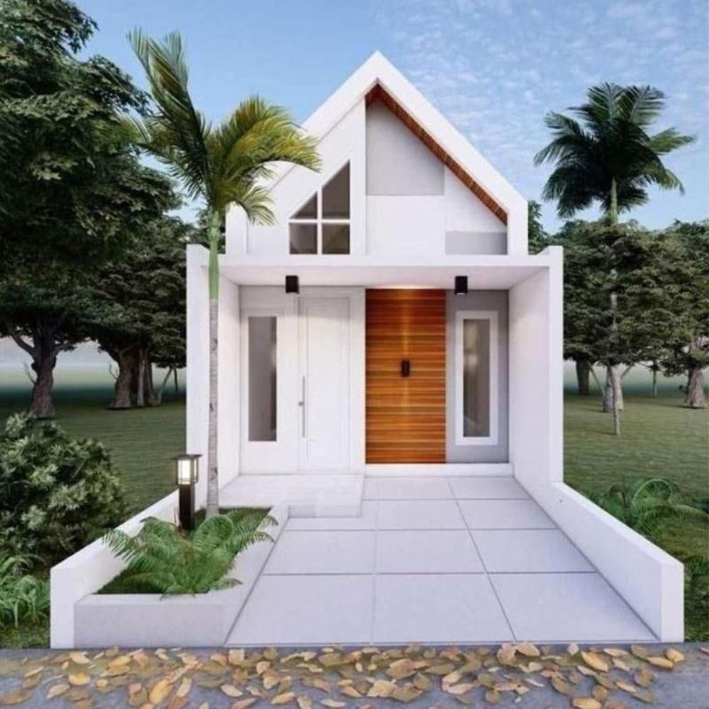 Nh&agrave; ống 1 tầng 5x20 ở n&ocirc;ng th&ocirc;n với gam trắng chủ đạo c&ugrave;ng khoảng hi&ecirc;n trước th&ocirc;ng tho&aacute;ng