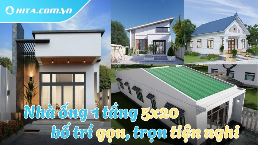 Thiết kế nhà ống 1 tầng 5x20 đẹp mắt, cực tối ưu diện tích