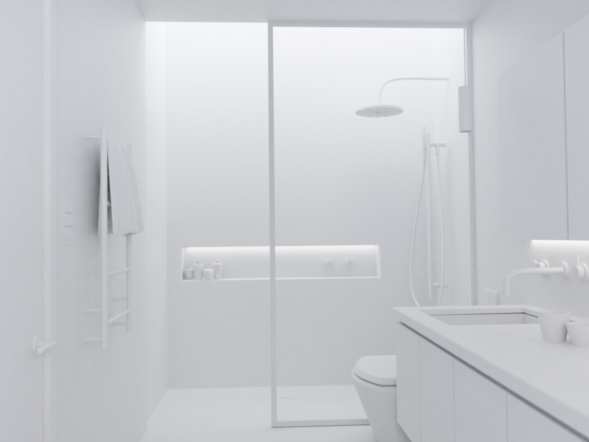 Phong cách tối giản với tông màu trắng chủ đạo vẫn luôn là sự lựa chọn hàng đầu của nhiều người khi thiết kế nhà vệ sinh và nhà tắm