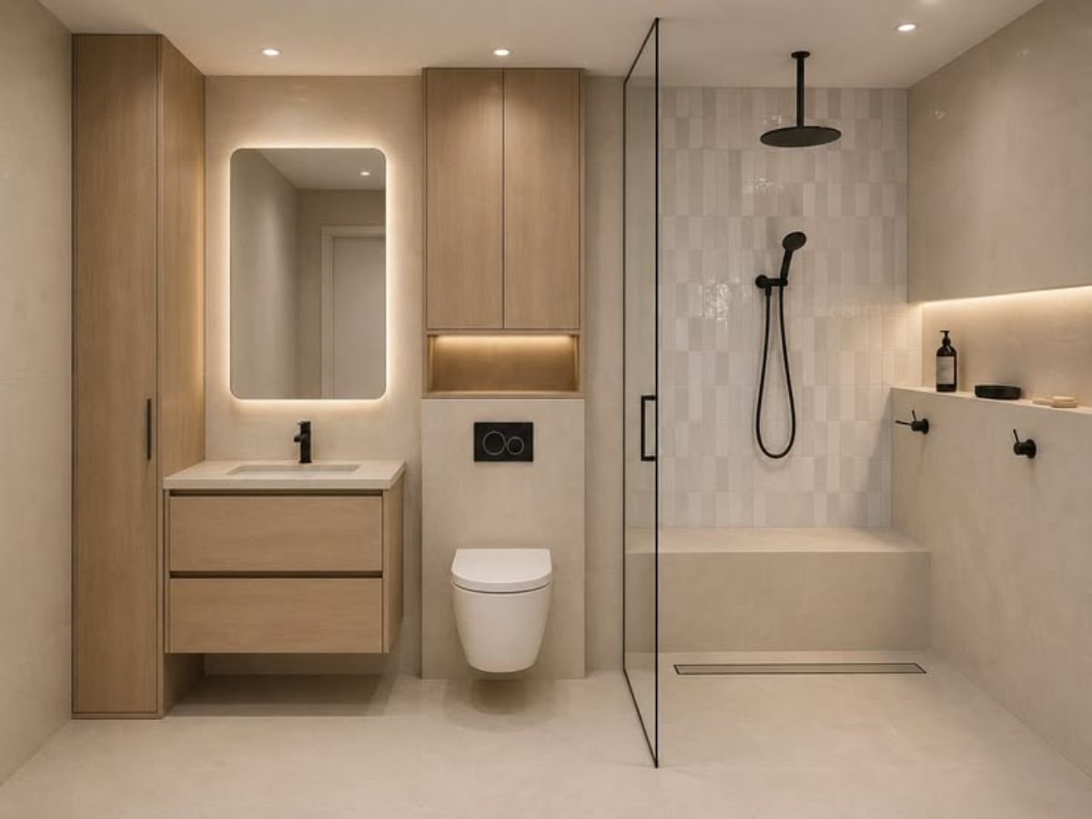 Ph&acirc;n chia chức năng hợp l&yacute; cho từng khu vực tắm v&agrave; vệ sinh