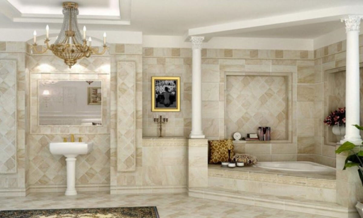 Gạch ốp tường cũng là một phần cho việc trang trí theo phong cách tân cổ điển