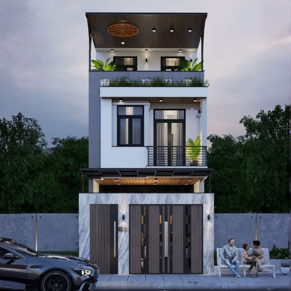 Thiết kế nh&agrave; phố 2 tầng 5x15 c&oacute; s&acirc;n thượng