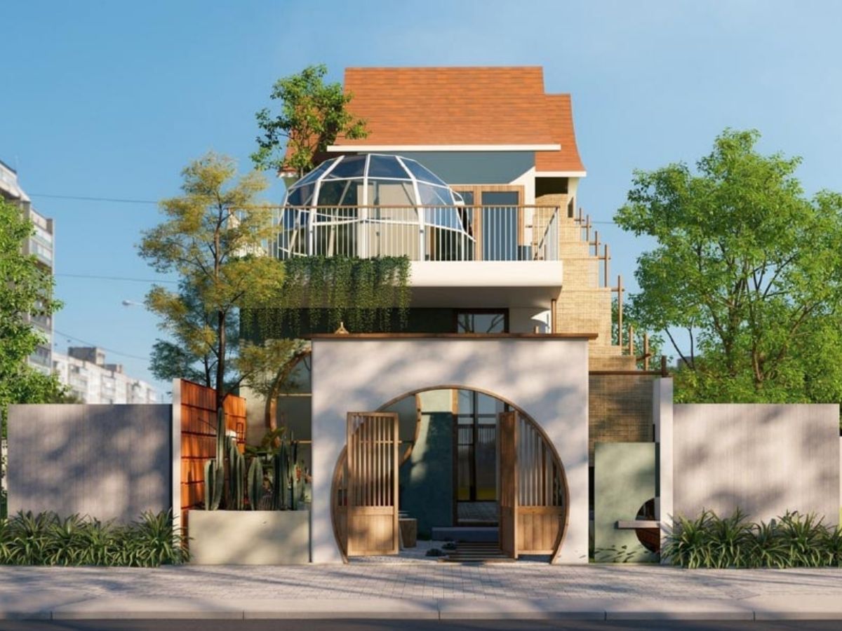 Mẫu nh&agrave; phố 2 tầng 5x15 c&oacute; thiết kế lạ mắt, thu h&uacute;t &aacute;nh nh&igrave;n