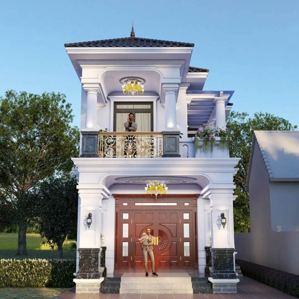 Nh&agrave; phố 2 tầng 5x15 phong c&aacute;ch T&acirc;n cổ điển với gam m&agrave;u trắng thanh lịch với m&aacute;i Nhật tinh tế
