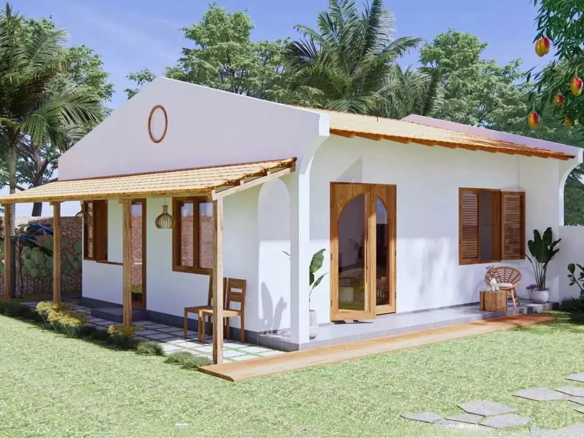 Kết hợp c&aacute;c loại c&acirc;y trồng xung quanh trong s&acirc;n nh&agrave; vườn ở n&ocirc;ng th&ocirc;n