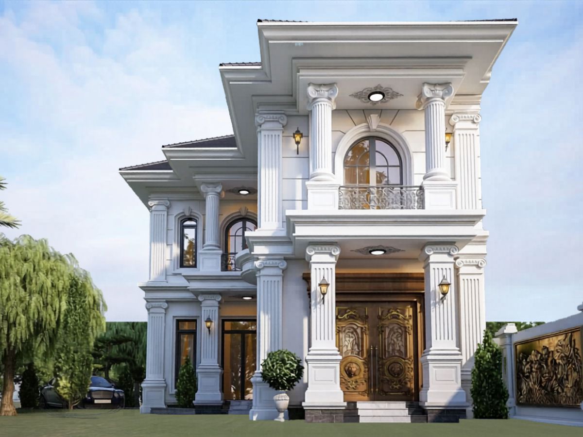 Tạo điểm nhấn cho nh&agrave; với cột tr&ograve;n tr&ecirc;n ban c&ocirc;ng