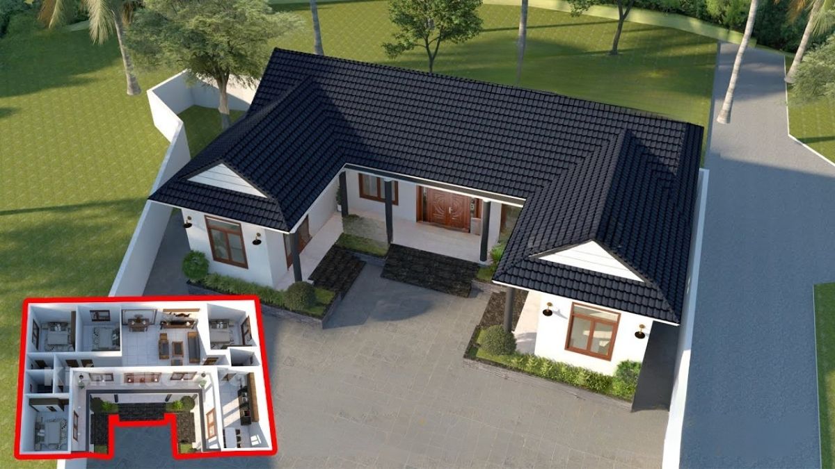 Bố tr&iacute; 2 ph&ograve;ng ngủ về 2 c&aacute;nh của nh&agrave; chữ U để đảm bảo sự ri&ecirc;ng tư cho mỗi th&agrave;nh vi&ecirc;n trong gia đ&igrave;nh