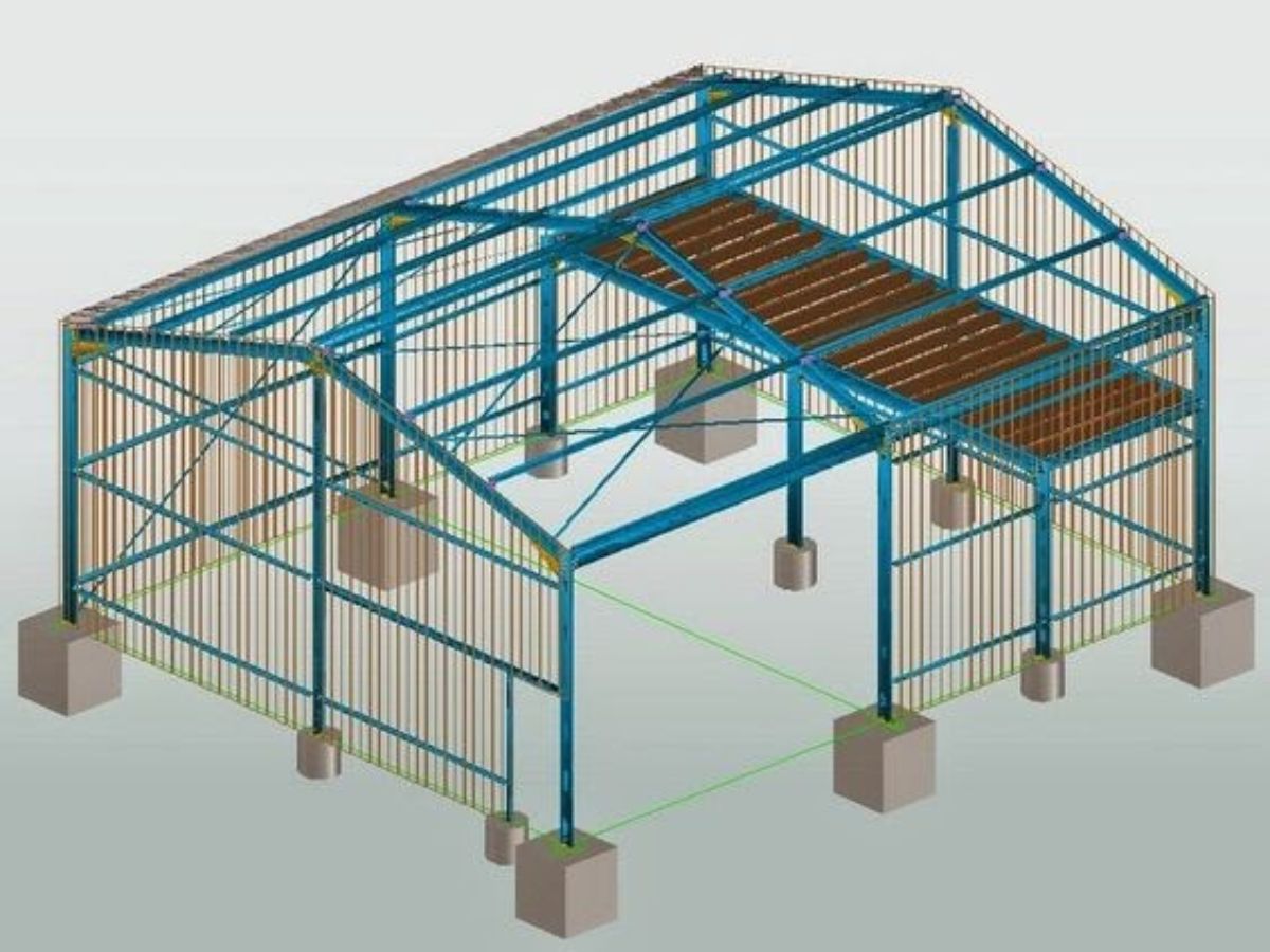 Bản vẽ kết cấu cơ bản của nh&agrave; tiền chế n&ocirc;ng th&ocirc;n