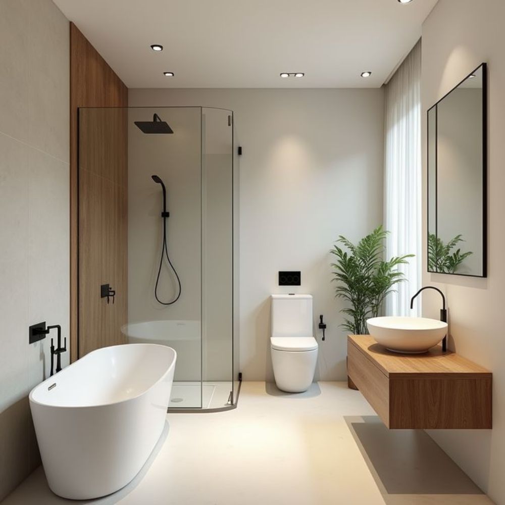 Trang bị bồn tắm đặt s&agrave;n cho kh&ocirc;ng gian ph&ograve;ng tắm hiện đại