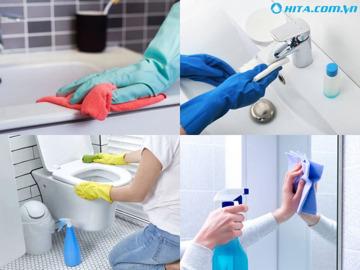 Vệ sinh c&aacute;c thiết bị định kỳ để giữ toilet lu&ocirc;n sạch sẽ, bền đẹp