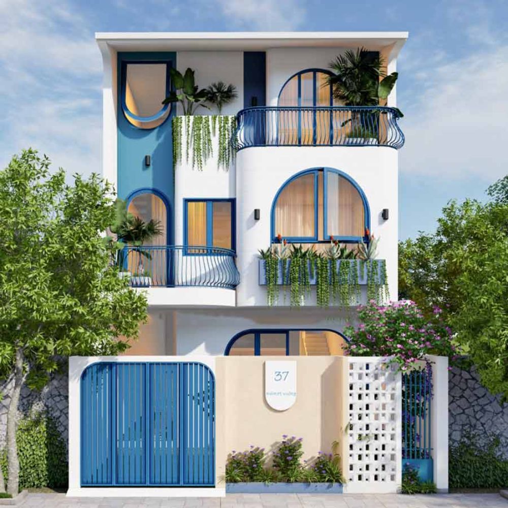 Biệt thự 2 tầng phong c&aacute;ch Địa Trung Hải độc đ&aacute;o, ấn tượng