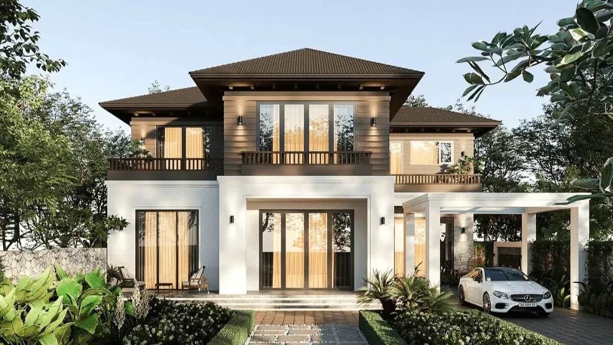 Mẫu thiết kế biệt thự phong c&aacute;ch Đ&ocirc;ng Dương 2