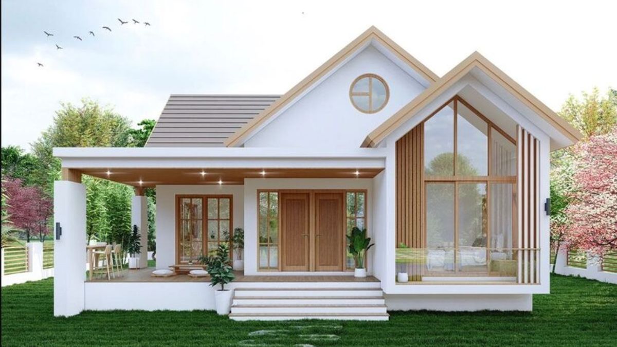 Mẫu nh&agrave; 1 tầng 3 ph&ograve;ng ngủ đẹp hiện đại kết hợp s&acirc;n vườn xanh