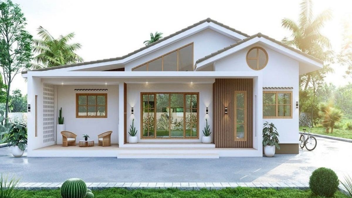 Mẫu nh&agrave; 1 tầng 4 ph&ograve;ng ngủ thanh lịch, tinh tế