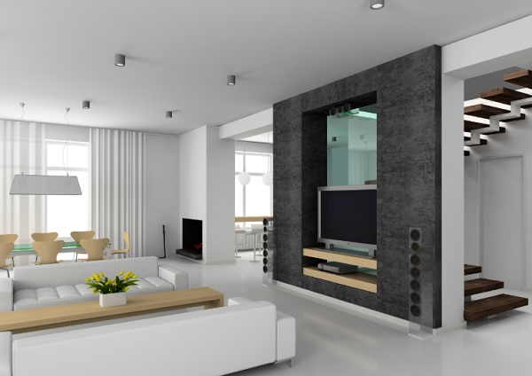 Vách ngăn trang trí phòng khách thạch cao thiết kế đơn giản nhưng sang trọng