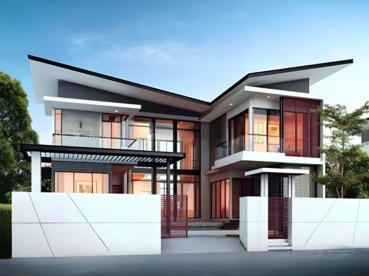 Thiết kế m&aacute;i lệch tạo điểm nhấn ấn tượng cho kiến tr&uacute;c nh&agrave; chữ L