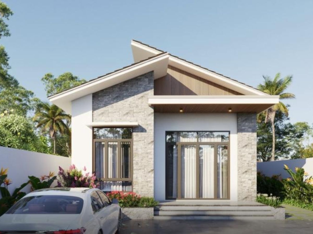 Mẫu nh&agrave; m&aacute;i lệch đơn giản