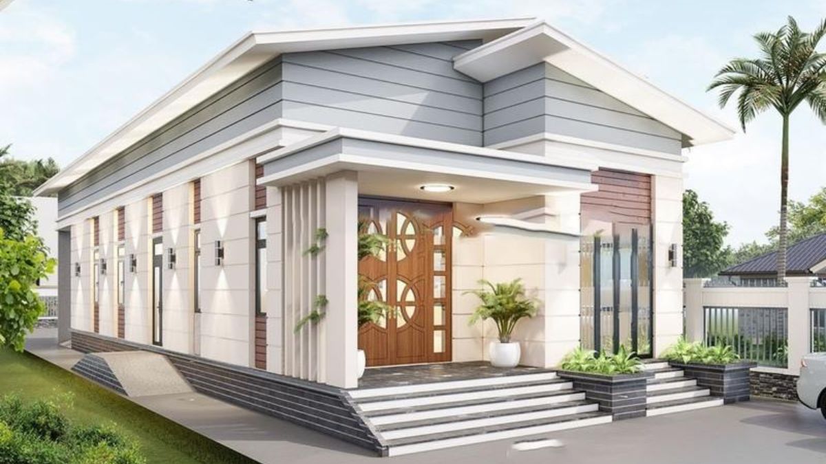 Mẫu nh&agrave; m&aacute;i lệch hiện đại 1