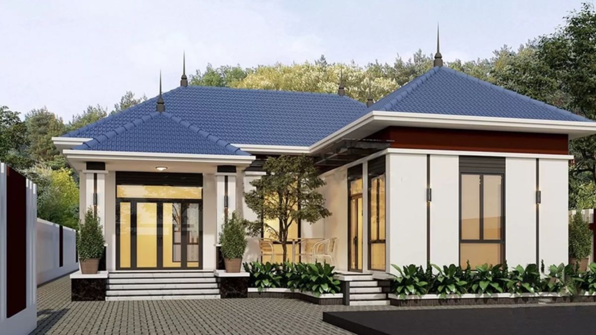 Mặt tiền nh&agrave; cấp 4 chữ L m&aacute;i Nhật hiện đại, đẹp mắt