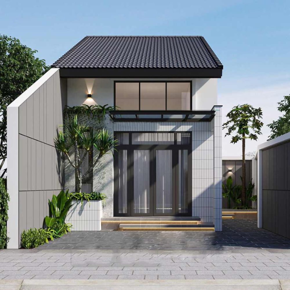 Thiết kế mặt tiền nh&agrave; cấp 4 g&aacute;c lửng đầy độc đ&aacute;o