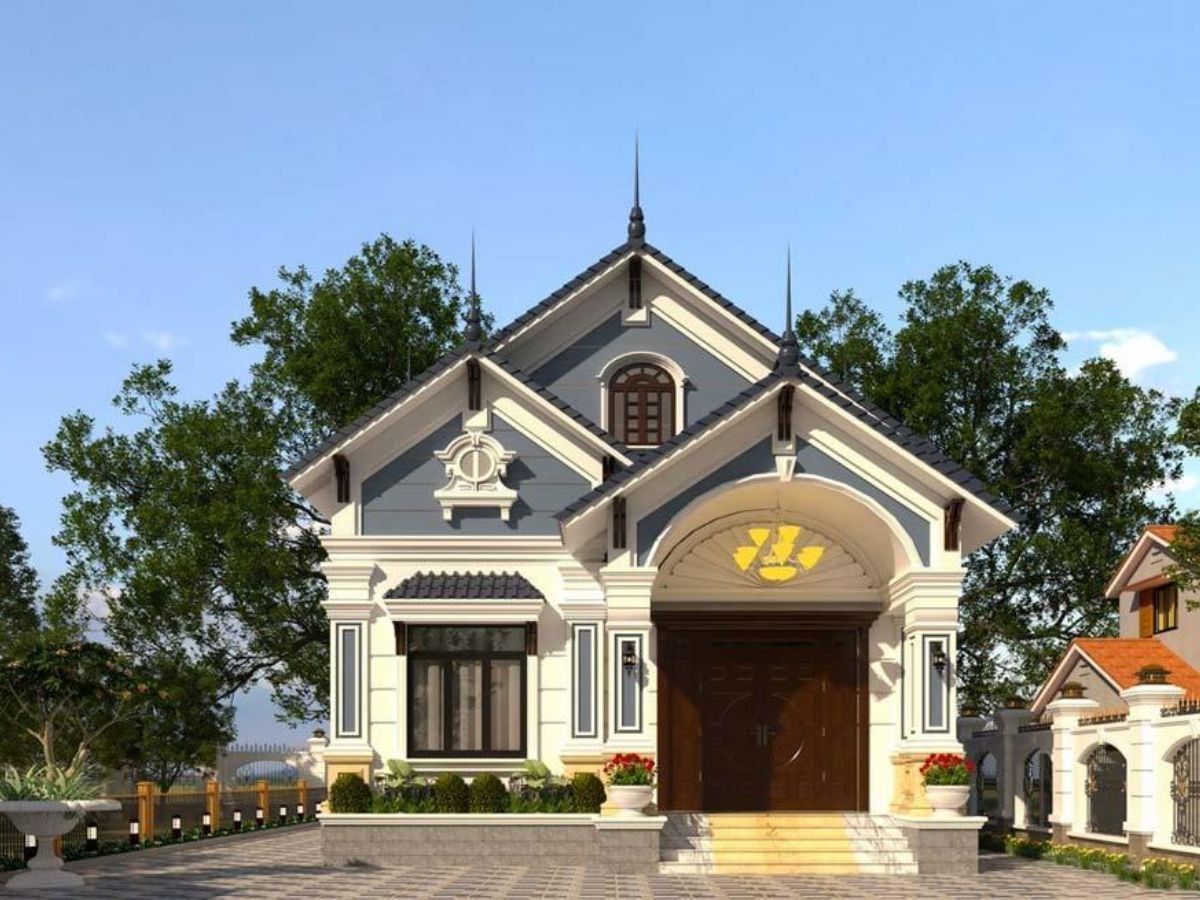 Mặt tiền nh&agrave; cấp phong c&aacute;ch T&acirc;n cổ điển sang trọng, bề thế