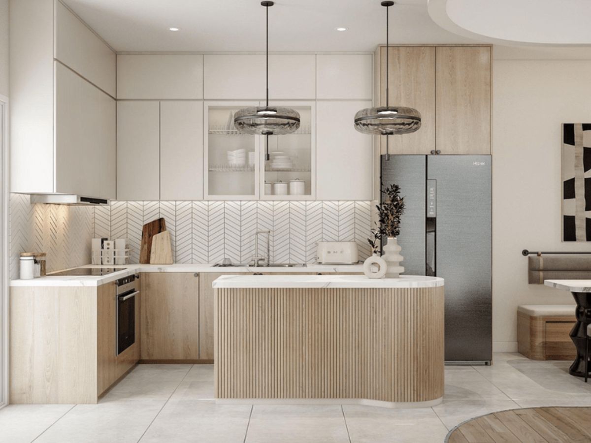 Nh&agrave; bếp 12m2 hiện đại, tinh tế với đầy đủ tiện nghi