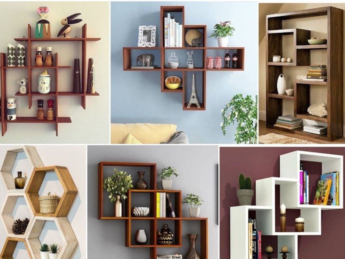 Đặt c&acirc;y xanh hoặc lọ hoa v&agrave;o kệ hoặc &ocirc; trang tr&iacute; tr&ecirc;n tường