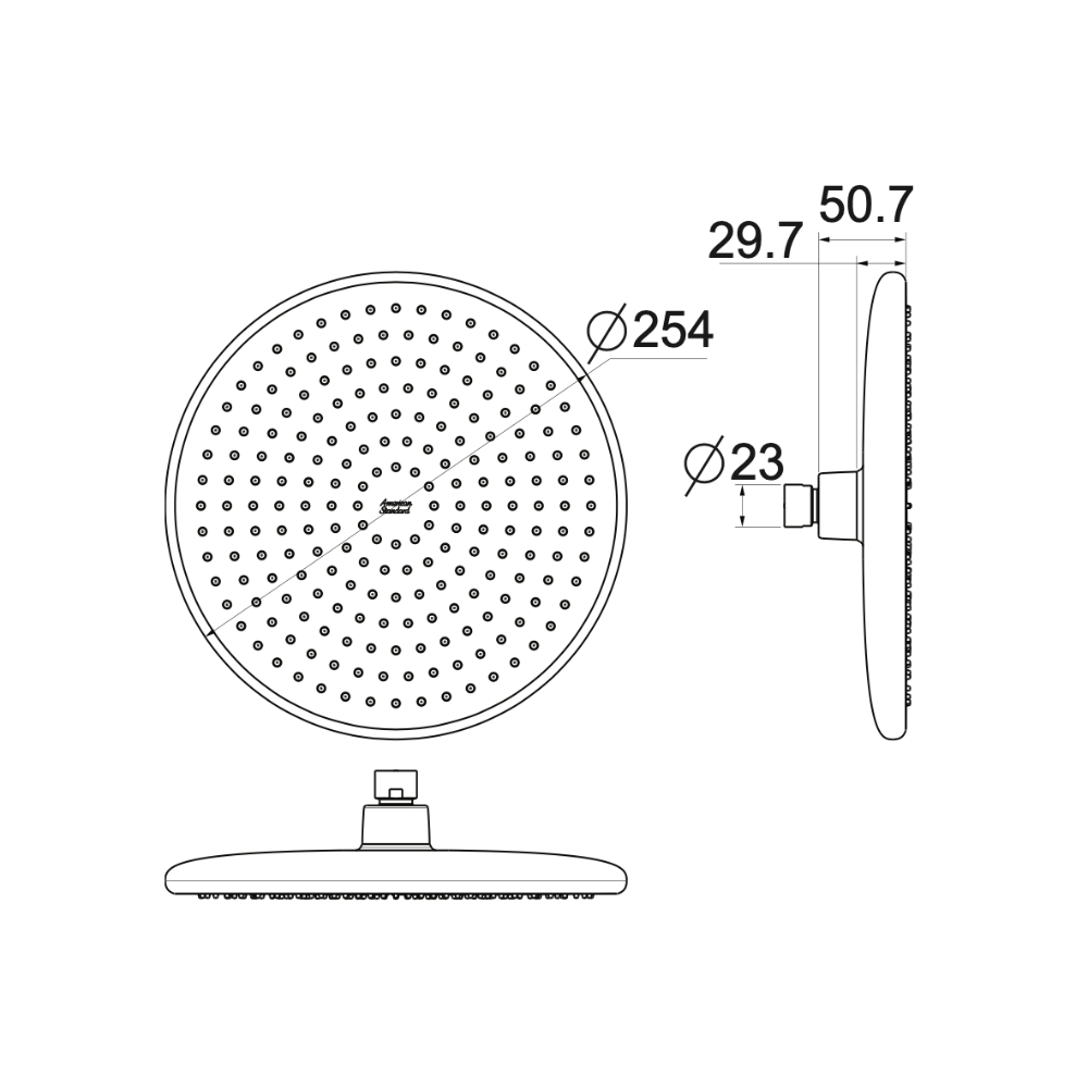 Bản vẽ kỹ thuật đầu sen phun mưa American Standard 1030960001