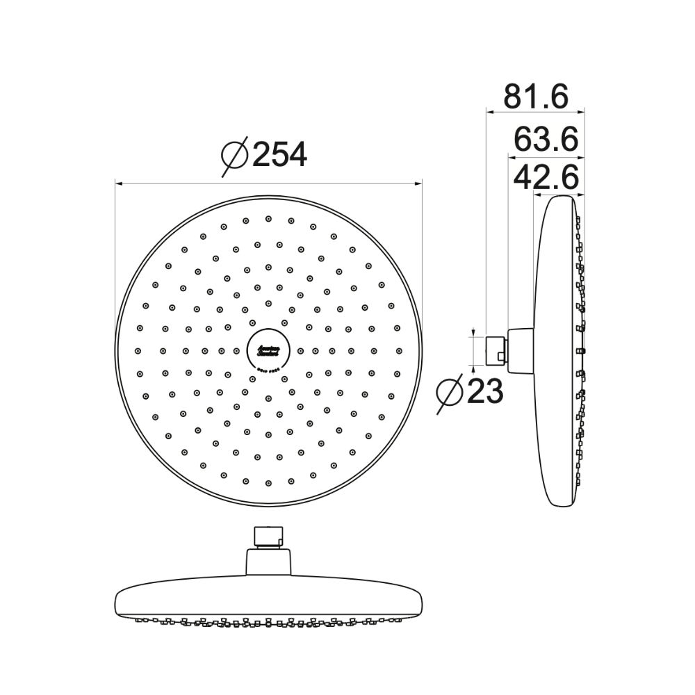 Bản vẽ kỹ thuật đầu sen phun mưa American Standard 1030970001