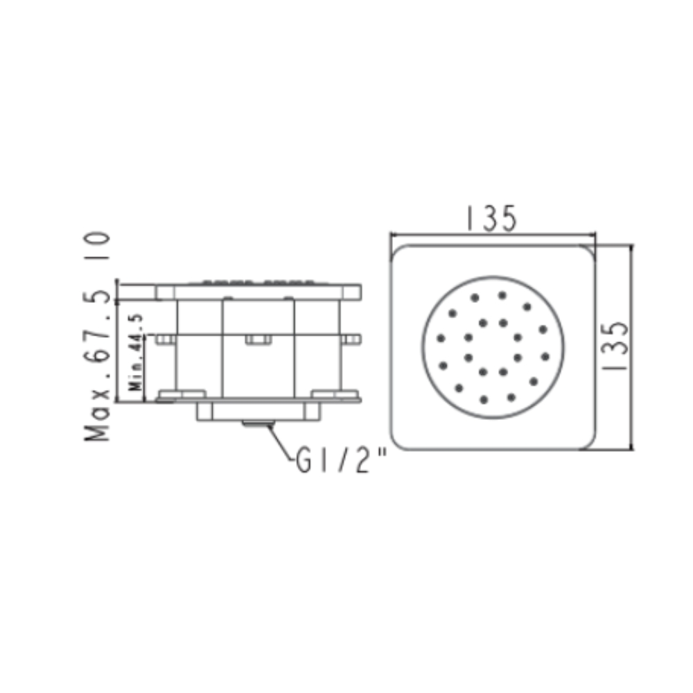 Bản vẽ kỹ thuật đầu bát sen tắm âm tường American Standard FFASS054MB