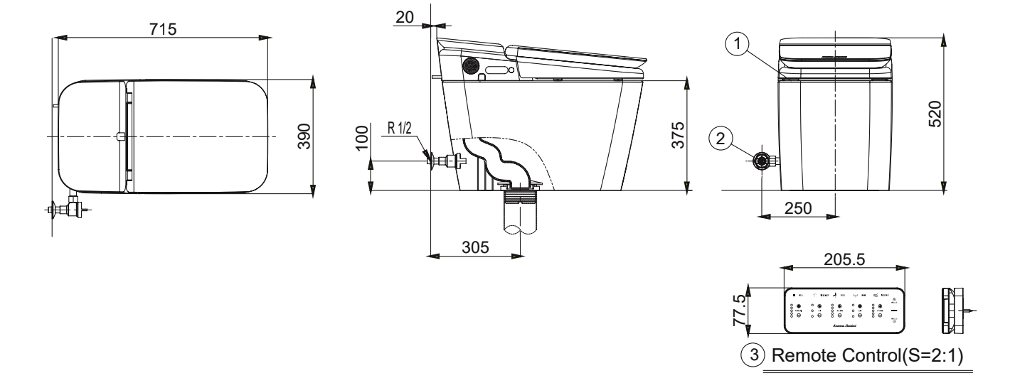 Bồn cầu điện tử thông minh American Standard KP-8310 (KP8310) dòng PLAT