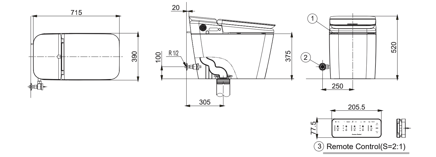 Bồn cầu điện tử thông minh American Standard KP-8312 (KP8312) dòng PLAT