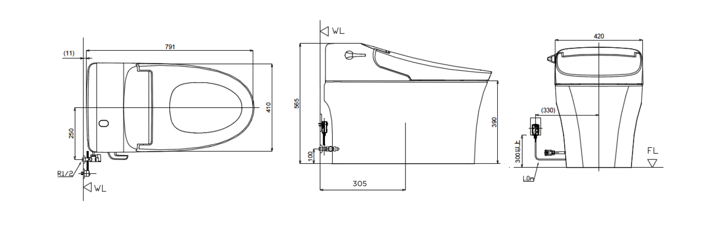 Bồn cầu điện tử thông minh American Standard WP-5017 (WP5017) dòng New AeroZen