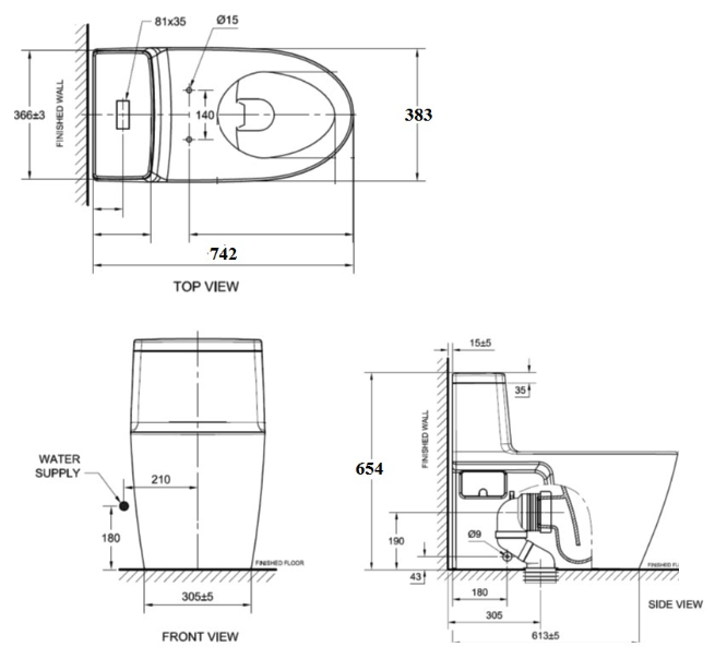 Bồn cầu 1 khối American Standard VF-1808PR (VF1808PR) nắp điện tử