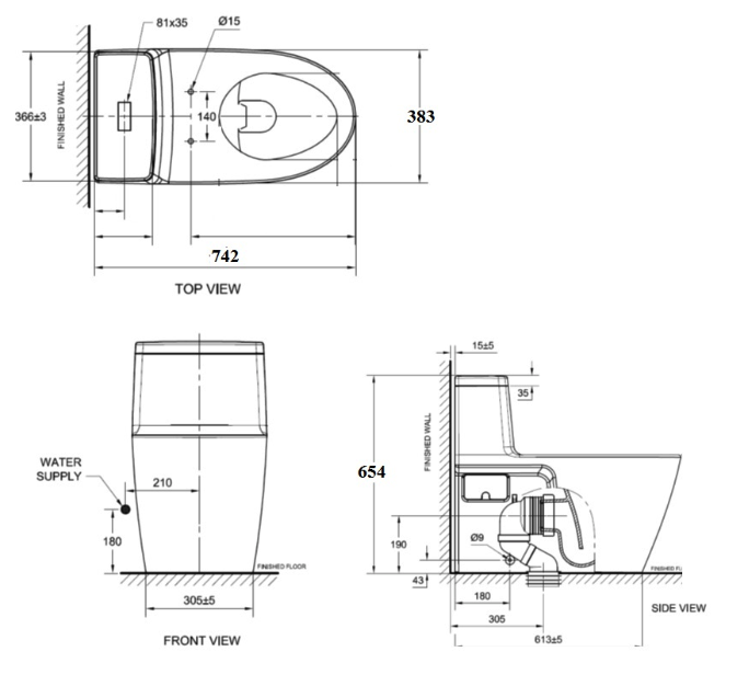 Bồn cầu 1 khối American Standard VF-1808S (VF1808S) nắp rửa cơ Slim