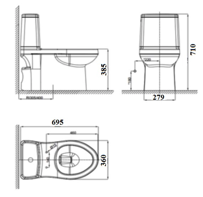 Bồn cầu 1 khối American Standard VF-1858S3 (VF1858S3) nắp rửa cơ Slim 3