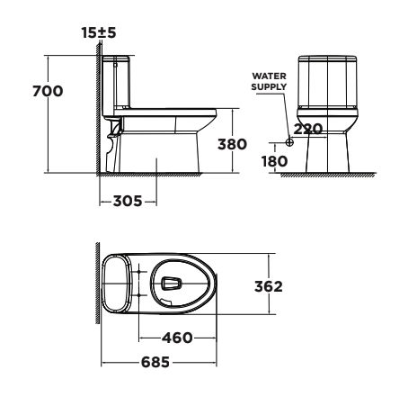 Bồn cầu 1 khối American Standard 2045-WT (2045WT) nắp êm dòng Cadet
