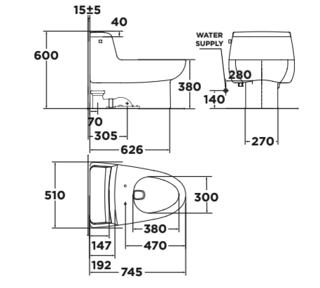 Bồn cầu 1 khối American Standard 2050-WT (2050WT) nắp êm dòng IDS